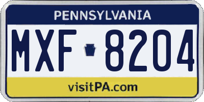 PA license plate MXF8204