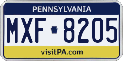 PA license plate MXF8205