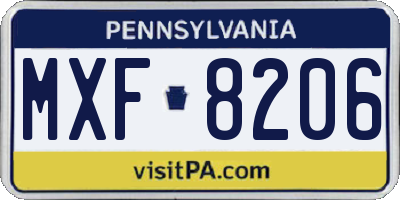 PA license plate MXF8206