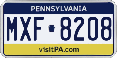 PA license plate MXF8208