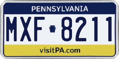 PA license plate MXF8211