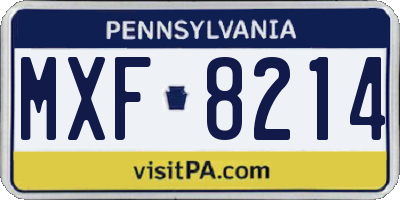 PA license plate MXF8214