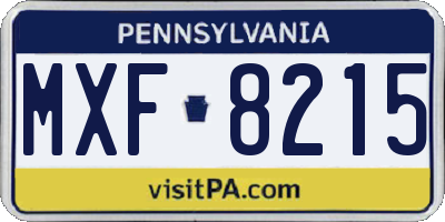 PA license plate MXF8215