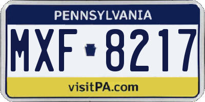PA license plate MXF8217