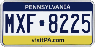 PA license plate MXF8225