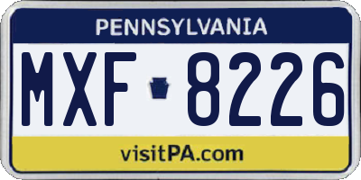 PA license plate MXF8226