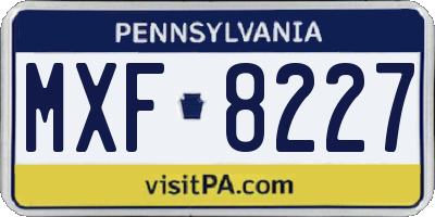 PA license plate MXF8227
