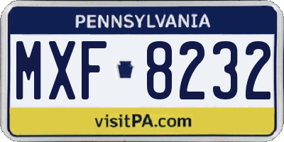 PA license plate MXF8232