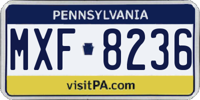 PA license plate MXF8236
