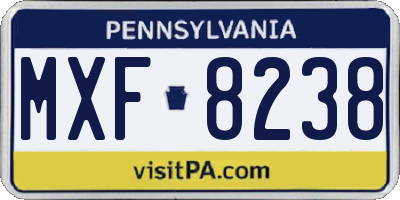 PA license plate MXF8238