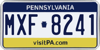 PA license plate MXF8241