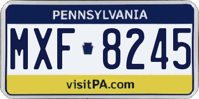 PA license plate MXF8245