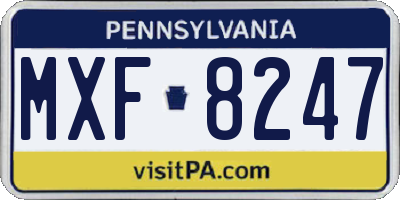 PA license plate MXF8247