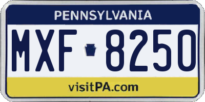 PA license plate MXF8250