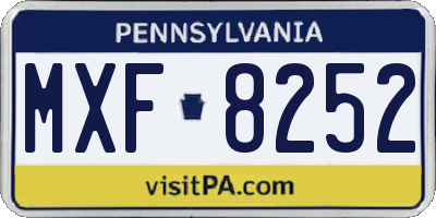 PA license plate MXF8252