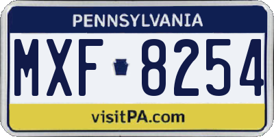 PA license plate MXF8254