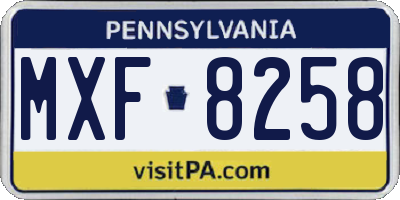 PA license plate MXF8258