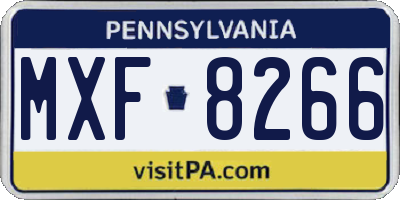 PA license plate MXF8266