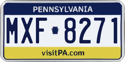 PA license plate MXF8271