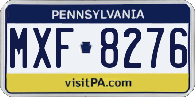 PA license plate MXF8276