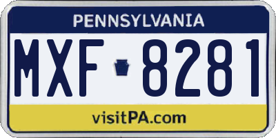 PA license plate MXF8281