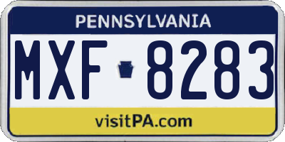 PA license plate MXF8283