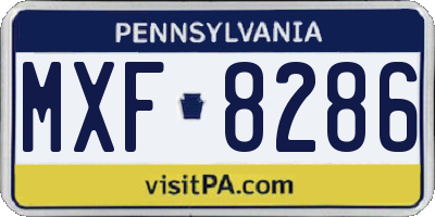 PA license plate MXF8286