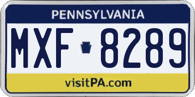 PA license plate MXF8289