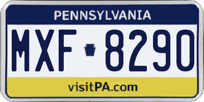 PA license plate MXF8290
