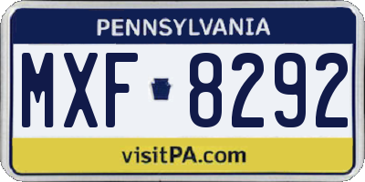 PA license plate MXF8292