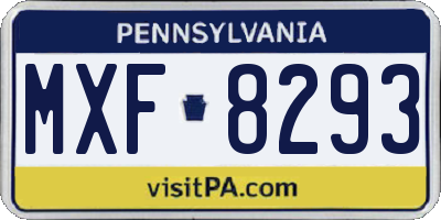 PA license plate MXF8293