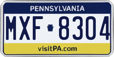PA license plate MXF8304
