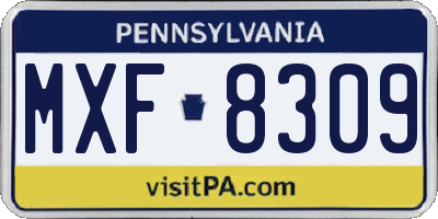 PA license plate MXF8309