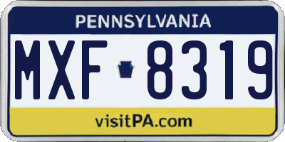 PA license plate MXF8319