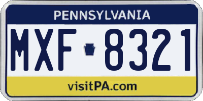 PA license plate MXF8321