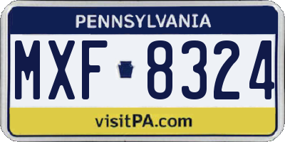 PA license plate MXF8324