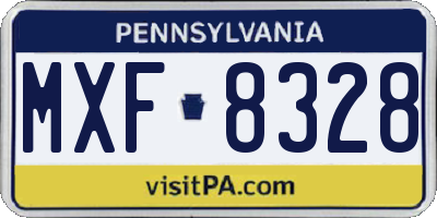 PA license plate MXF8328
