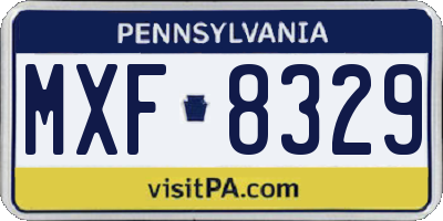 PA license plate MXF8329