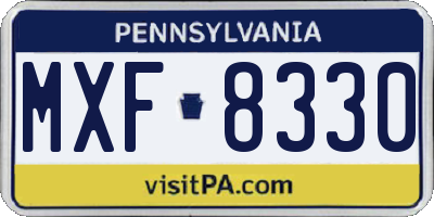 PA license plate MXF8330