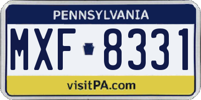 PA license plate MXF8331