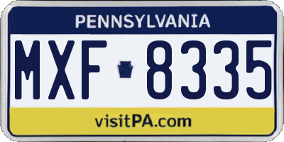PA license plate MXF8335