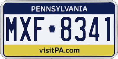 PA license plate MXF8341