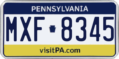 PA license plate MXF8345