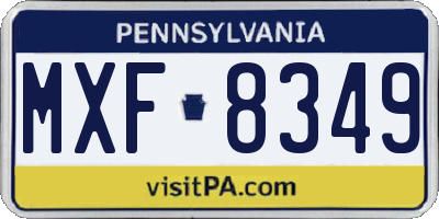 PA license plate MXF8349