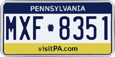 PA license plate MXF8351
