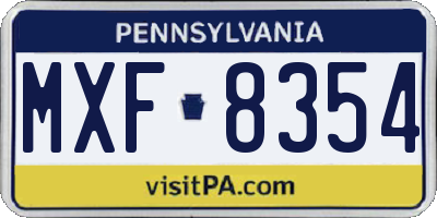 PA license plate MXF8354