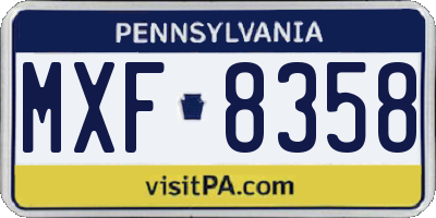 PA license plate MXF8358