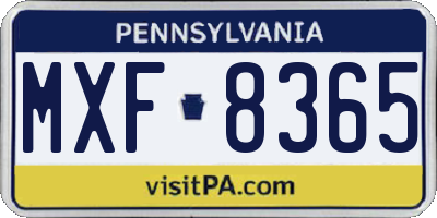 PA license plate MXF8365