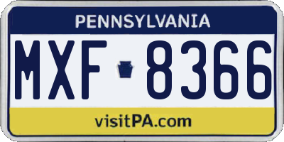 PA license plate MXF8366