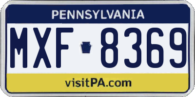 PA license plate MXF8369